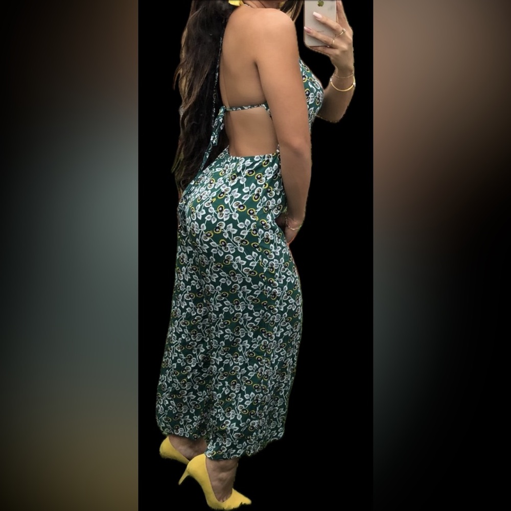 Floral Green Halter Romper